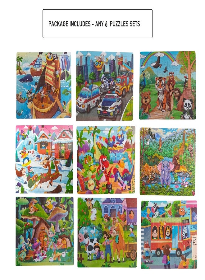 IndusBay® Set of 6, Jigsaw Puzzles for Kids 60 Pieces Per Puzzle, Multi Cartoon Theme Children Learning Preschool Educational Toys for Boys and Girls, Multicolor - Image 3